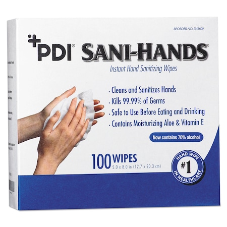 Sani Professional PDI Sani-Hands Instant Hand Sanitizing Wipes, 8 x 5, PK1000, 1000PK D43600